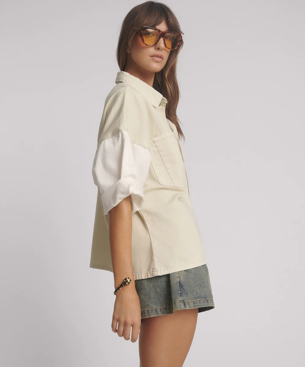 ONE TEASPOON // Drift SS Denim Shirt CREAM