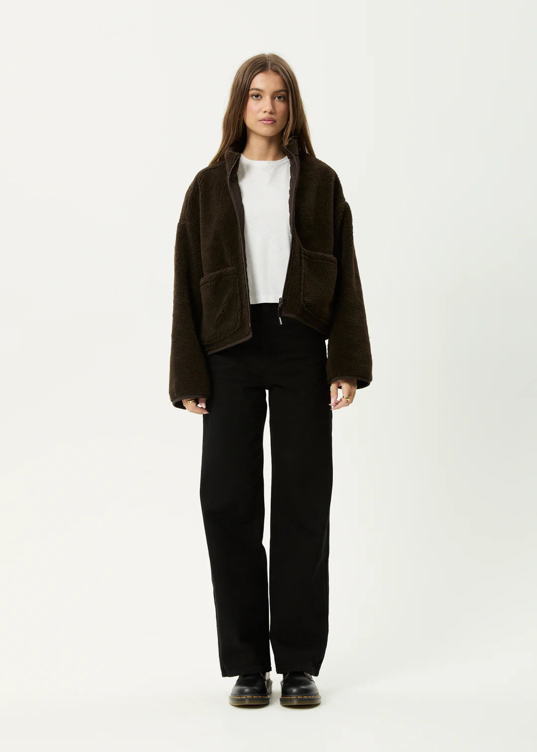 AFENDS // Berlin Reversible Fleece Jacket COFFEE