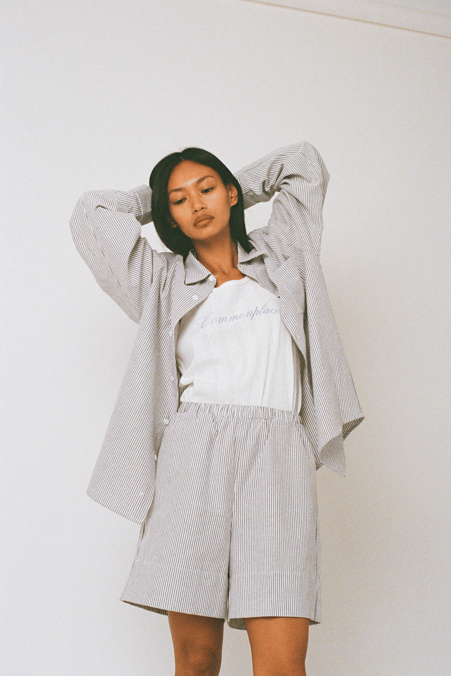 COMMONPLACE // Beach Cottage Shirt BLACK WHITE STRIPE