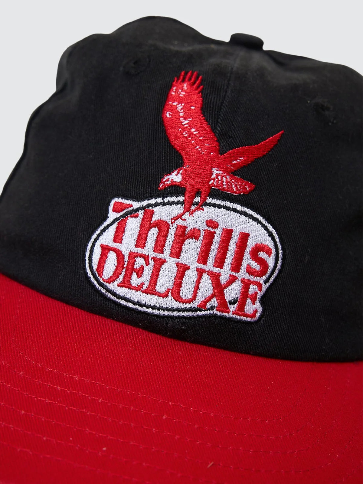 THRILLS // 1st Grade Service 6 Panel Cap BLACK RACING RED