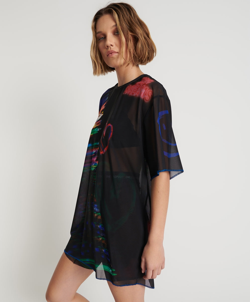 ONE TEASPOON // 99 CENT Dreams Mesh T Dress BLACK