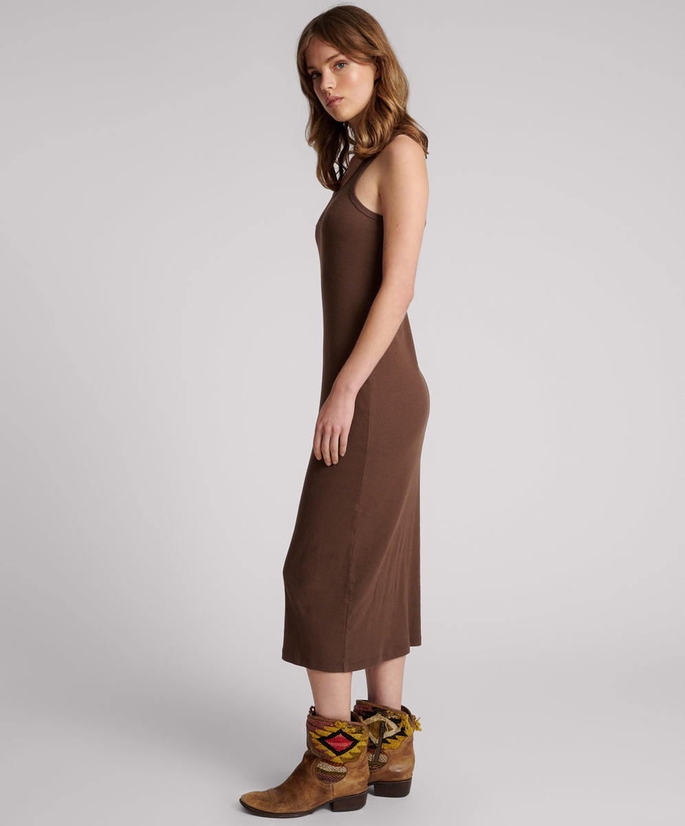 ONE TEASPOON // Rib Singlet Midi Dress CHOCOLATE