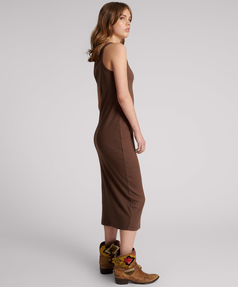 ONE TEASPOON // Rib Singlet Midi Dress CHOCOLATE