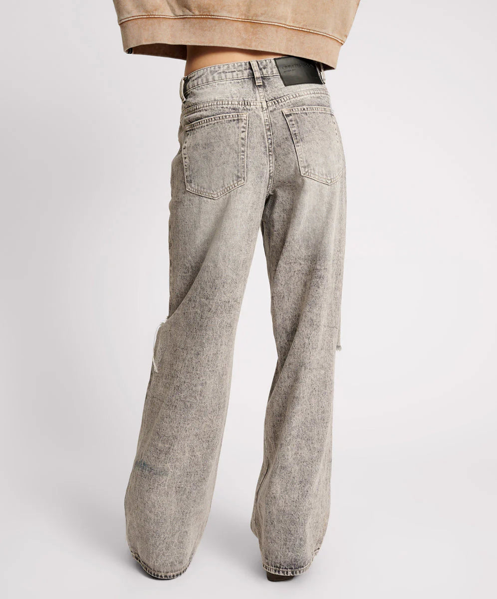 ONE TEASPOON // Jackson Mid Waist Wide Leg Jeans SMOKE