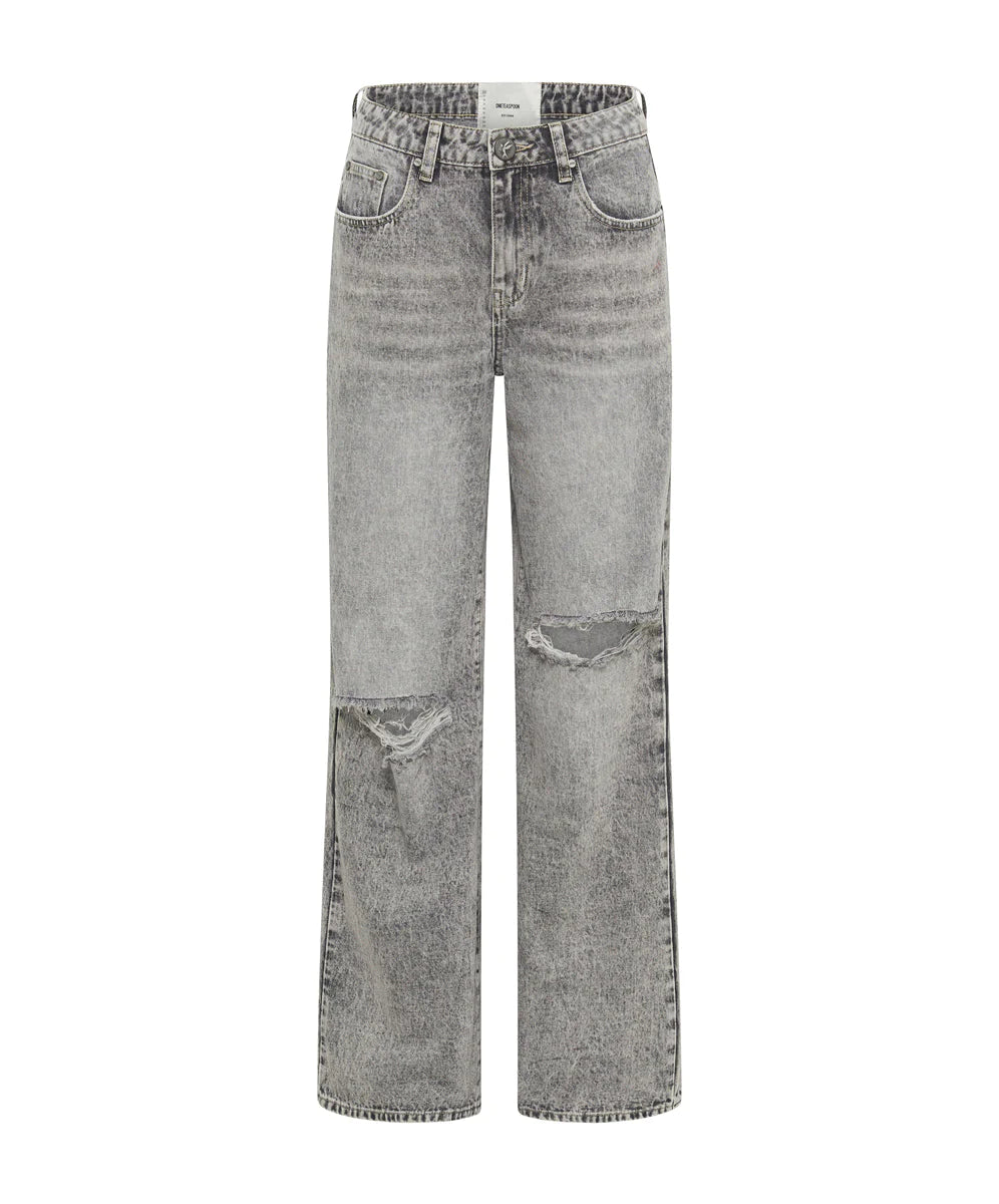 ONE TEASPOON // Jackson Mid Waist Wide Leg Jeans SMOKE