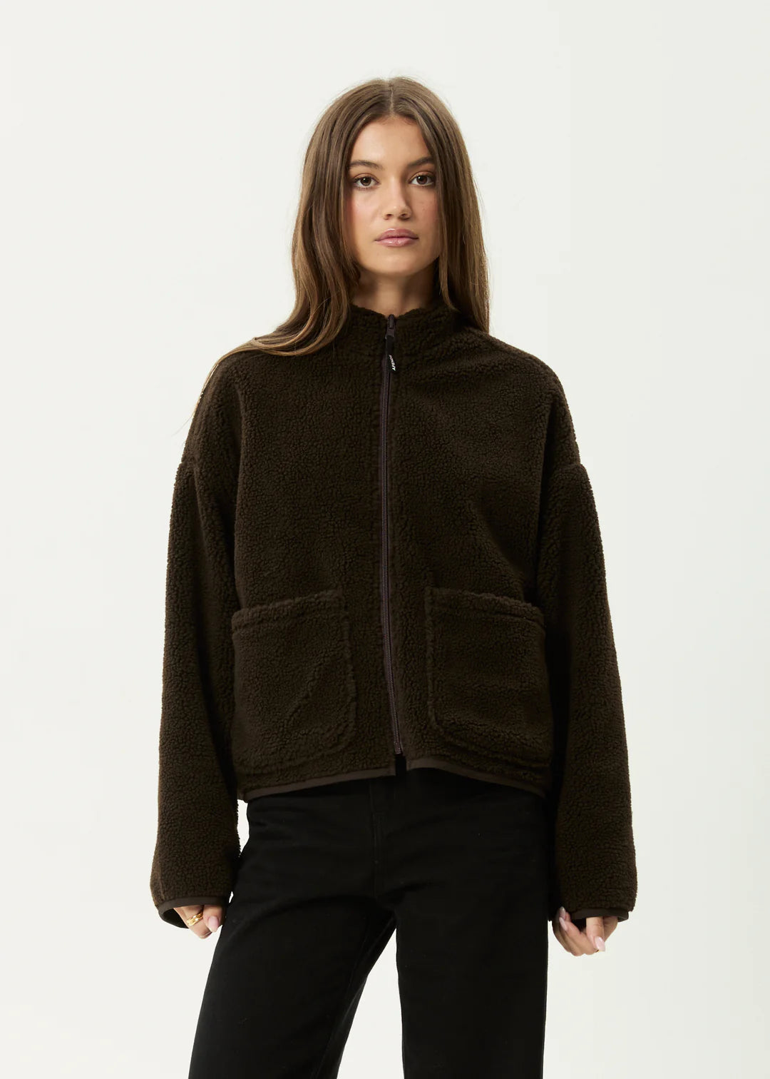 AFENDS // Berlin Reversible Fleece Jacket COFFEE
