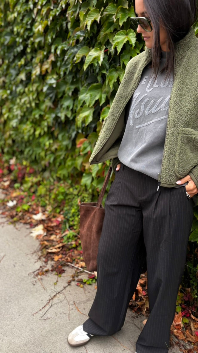 Pinstripe Low Rise Trouser BLACK