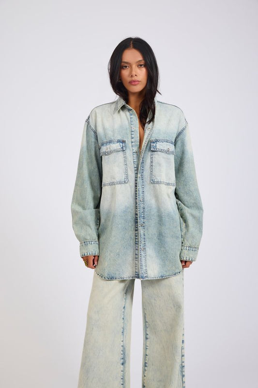 ONE TEASPOON // Essential Denim Shirt ACID BLUE