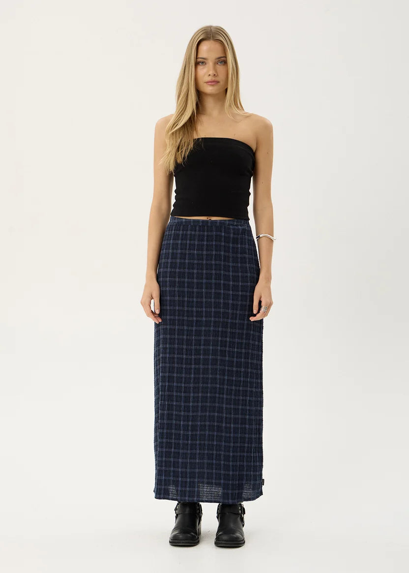 Lita Seersucker Maxi Skirt THEA MIDNIGHT CHECK