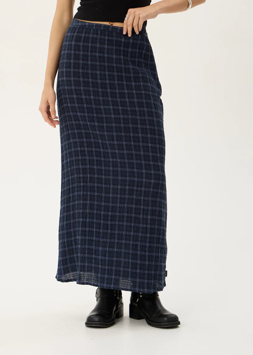 Lita Seersucker Maxi Skirt THEA MIDNIGHT CHECK