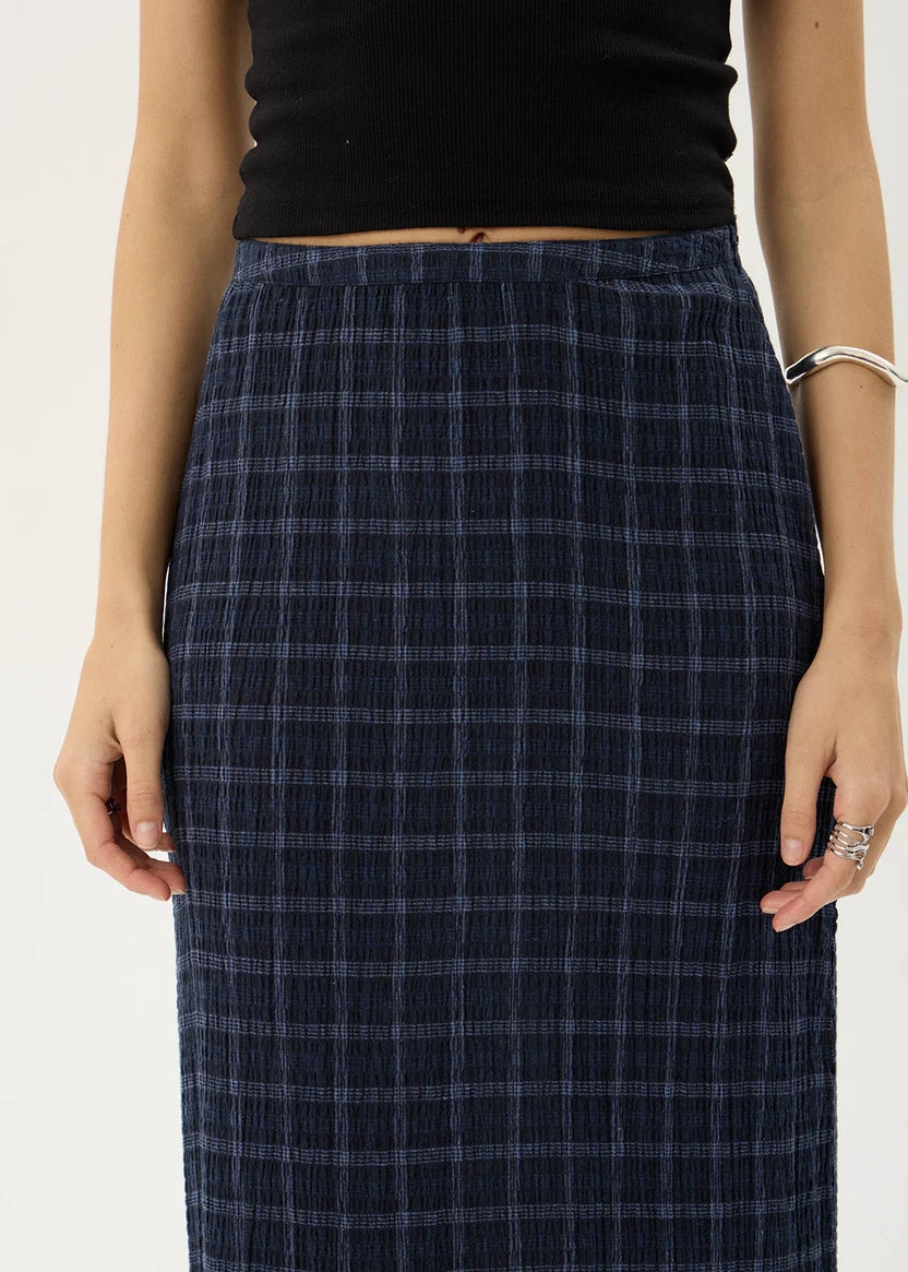 Lita Seersucker Maxi Skirt THEA MIDNIGHT CHECK