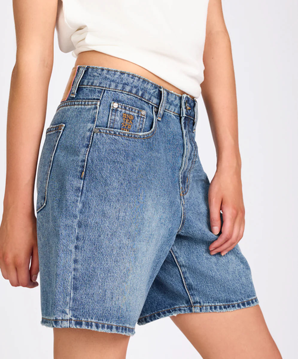 ONE TEASPOON // Jackson Mid Waist Wide Leg Shorts WESTLAND BLUE