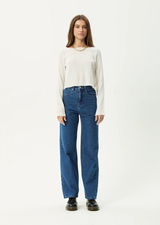 AFENDS // Focus Seersucker LS Top OFF WHITE