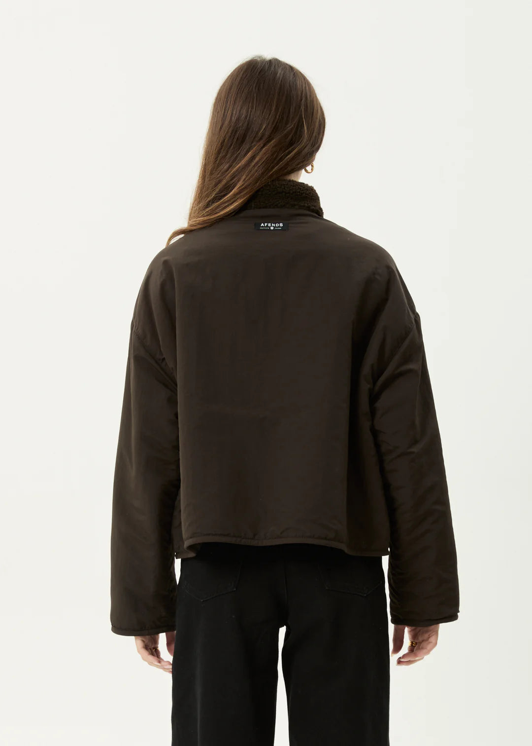 AFENDS // Berlin Reversible Fleece Jacket COFFEE