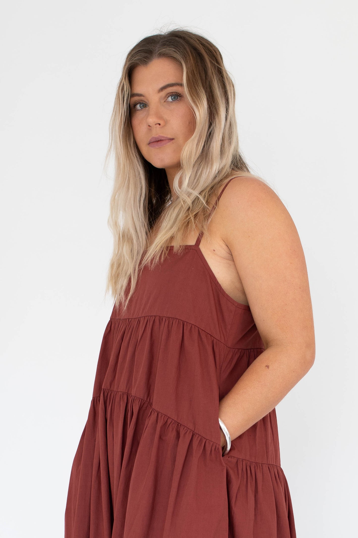 BEIGED // Tiered Dress MAROON