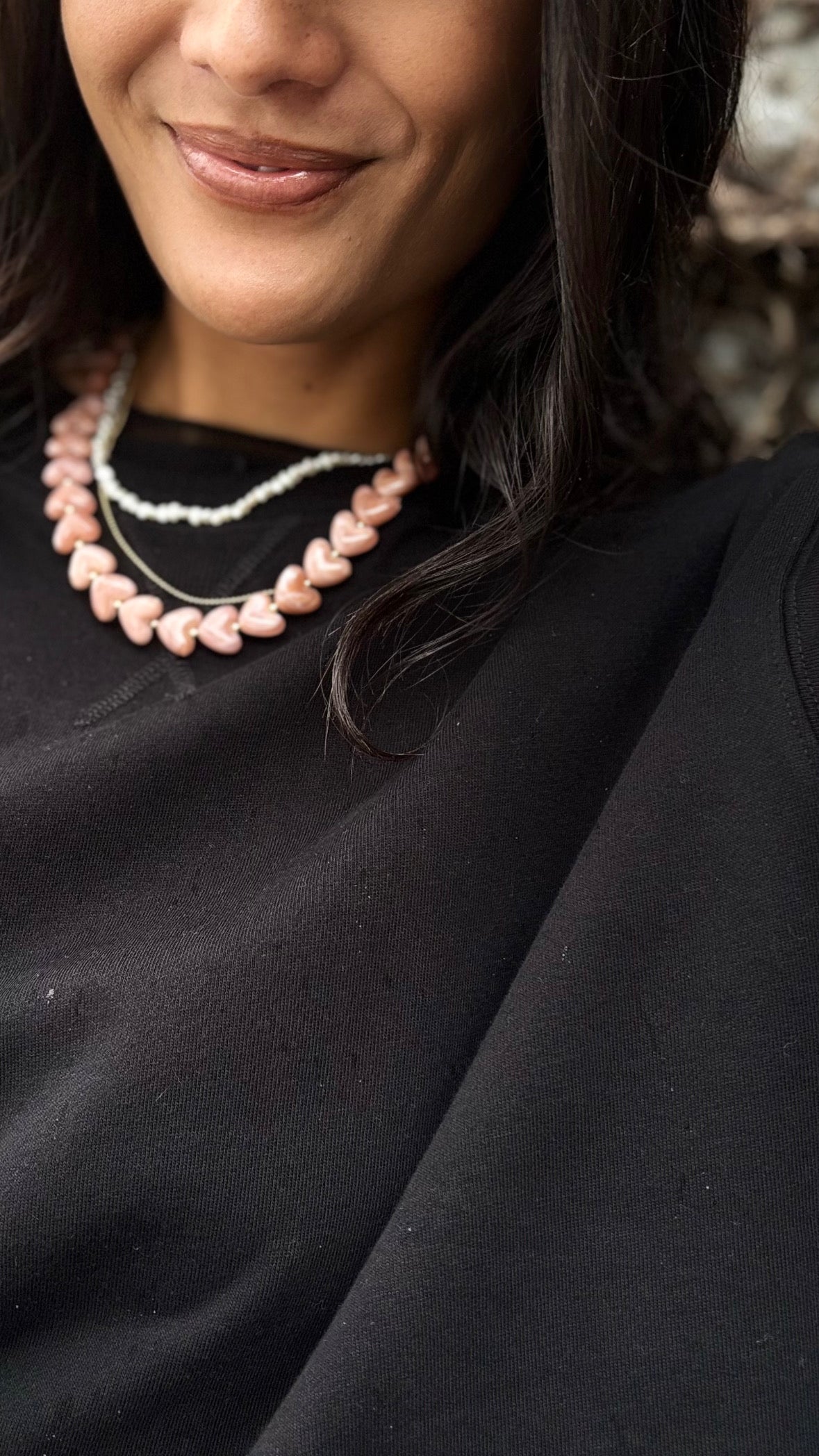 Beaded Heart Necklace SALMON