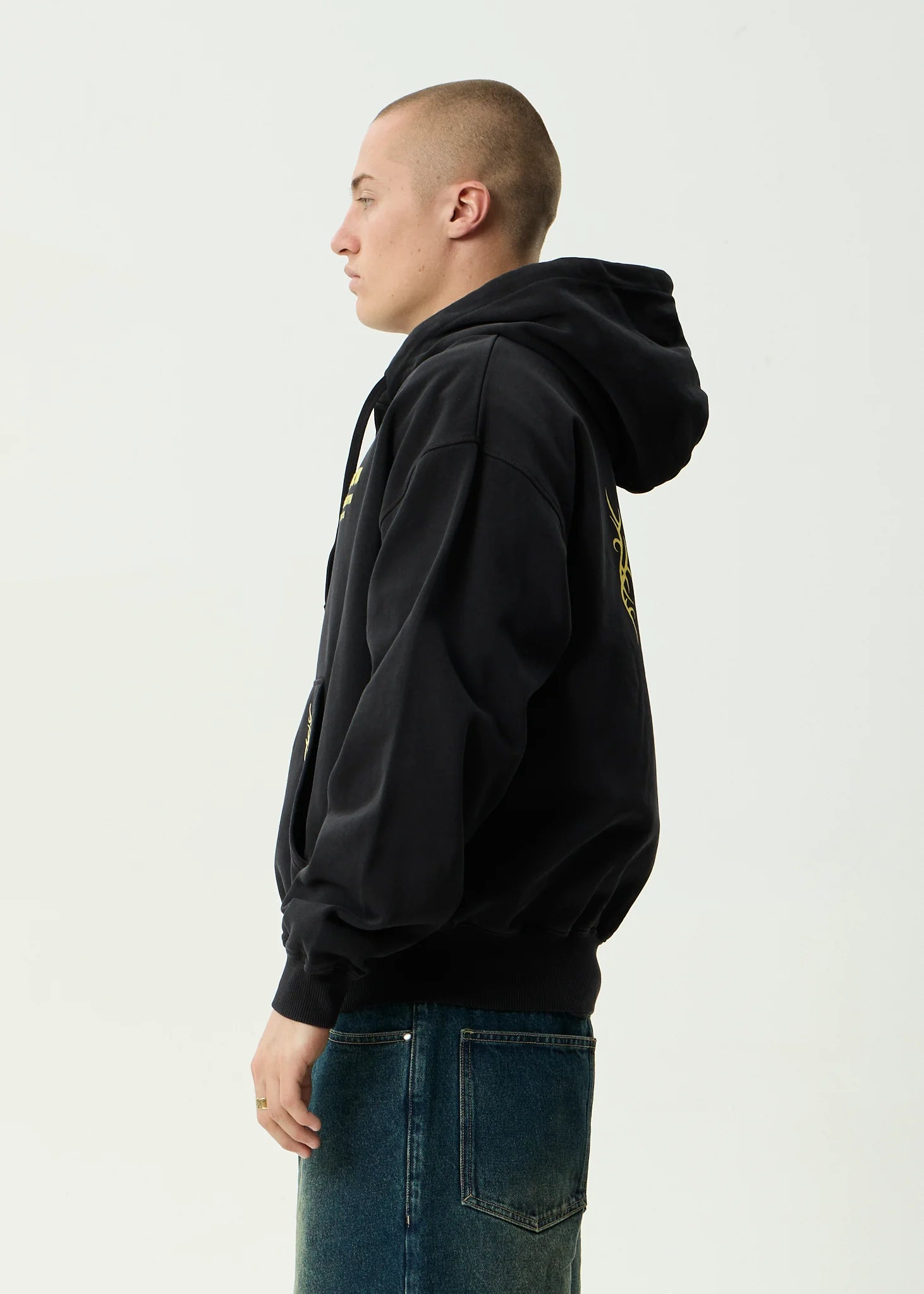AFENDS // Heaven Boxy Zip Hood STONE BLACK
