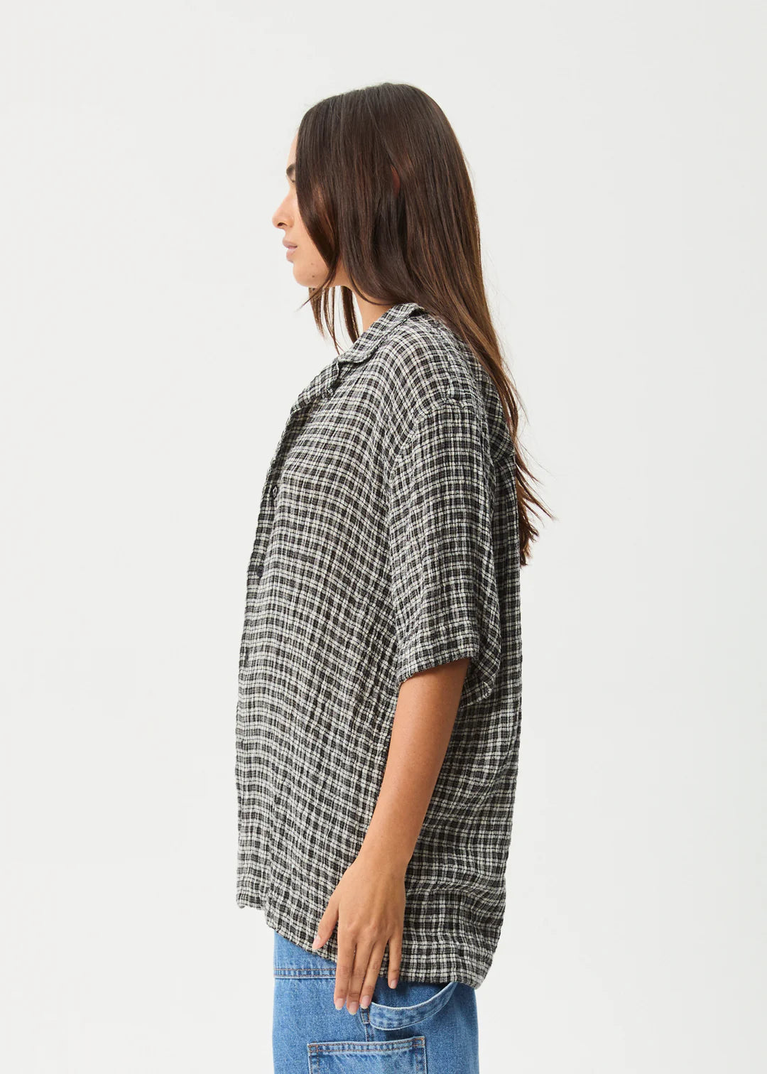 AFENDS // Asta Seersucker Check Shirt STEEL CHECK
