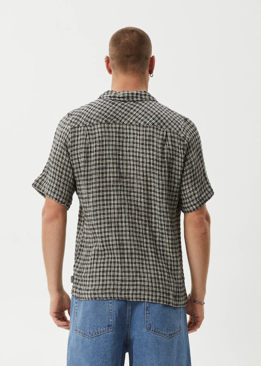 AFENDS // Asta Seersucker Check Shirt STEEL CHECK