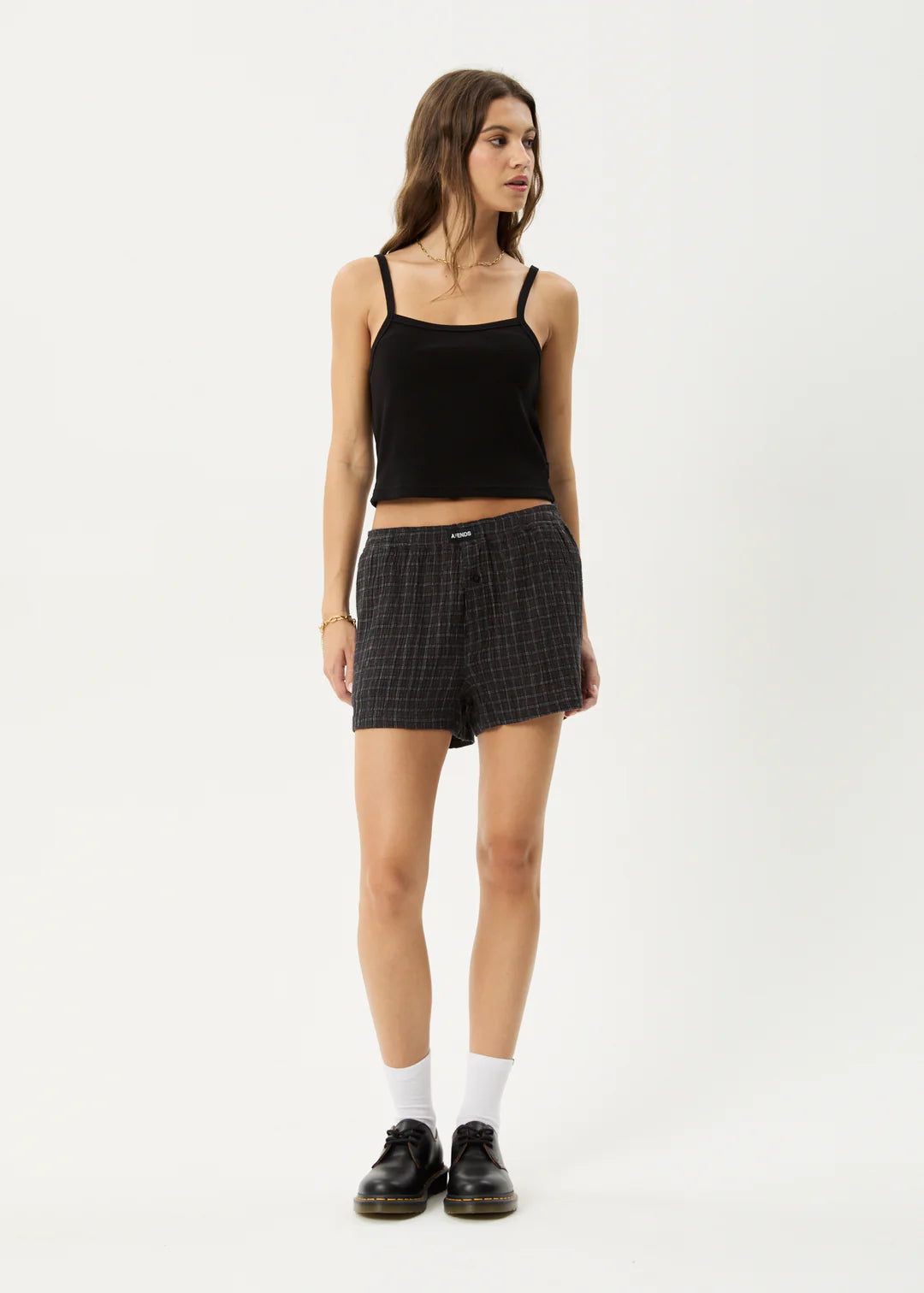 AFENDS // DUSK Seersucker Boxer Short BLACK CHECK