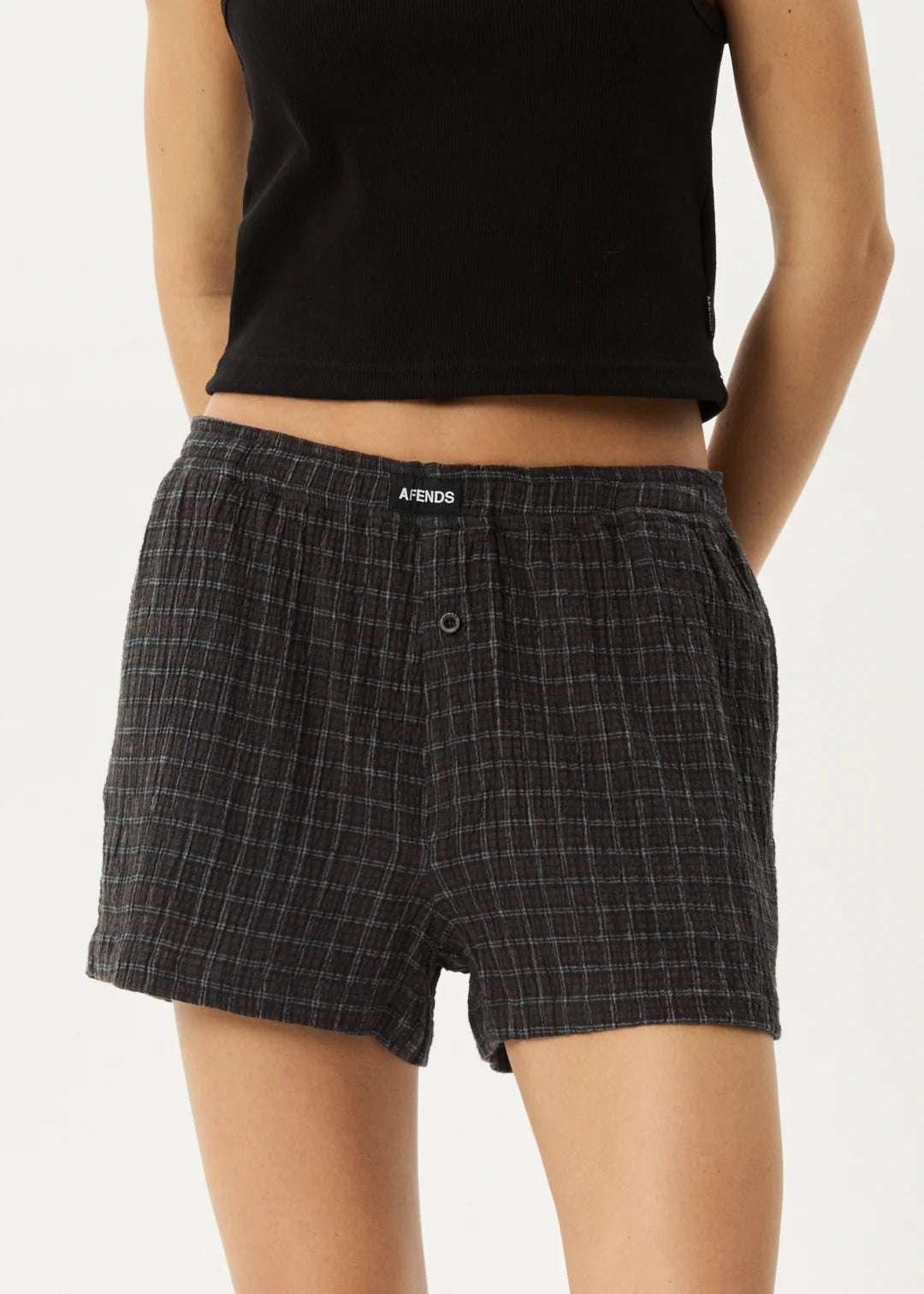 AFENDS // DUSK Seersucker Boxer Short BLACK CHECK