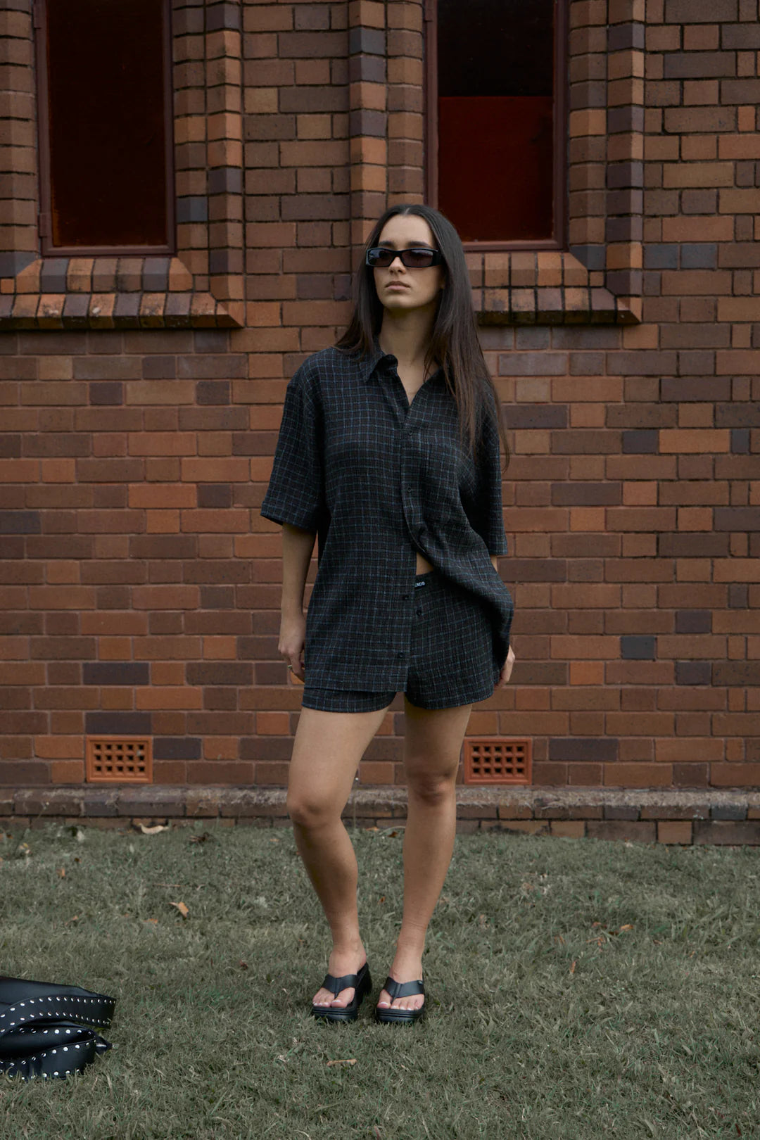 AFENDS // DUSK Seersucker Boxer Short BLACK CHECK