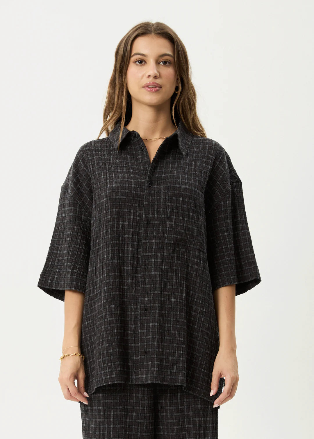 AFENDS // Dusk Seersucker Check Shirt BLACK CHECK
