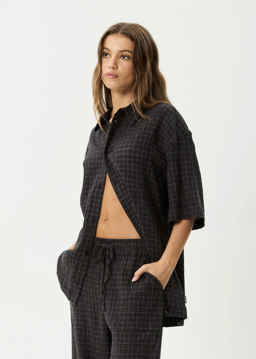 AFENDS // Dusk Seersucker Check Shirt BLACK CHECK