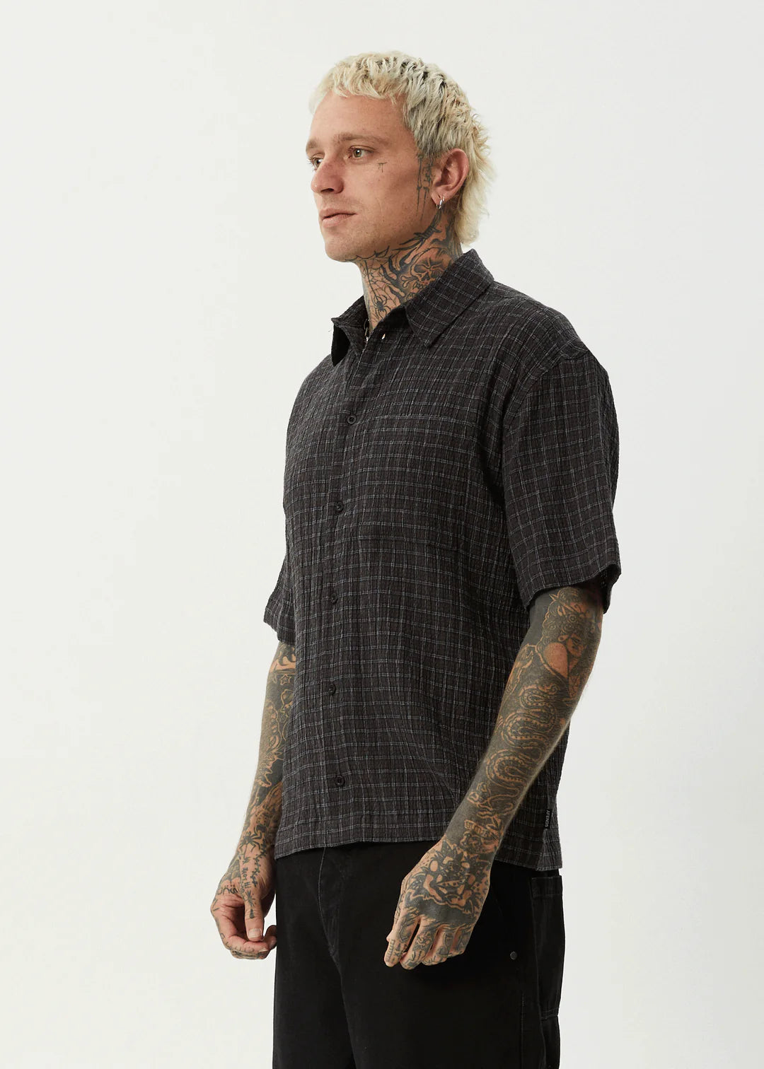 AFENDS // Dusk Seersucker Check Shirt BLACK CHECK