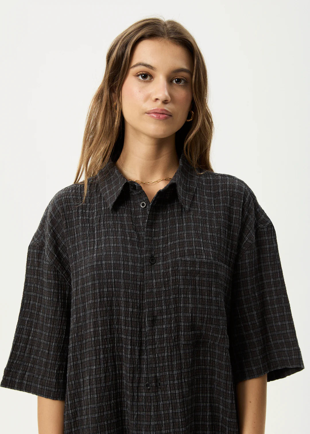 AFENDS // Dusk Seersucker Check Shirt BLACK CHECK