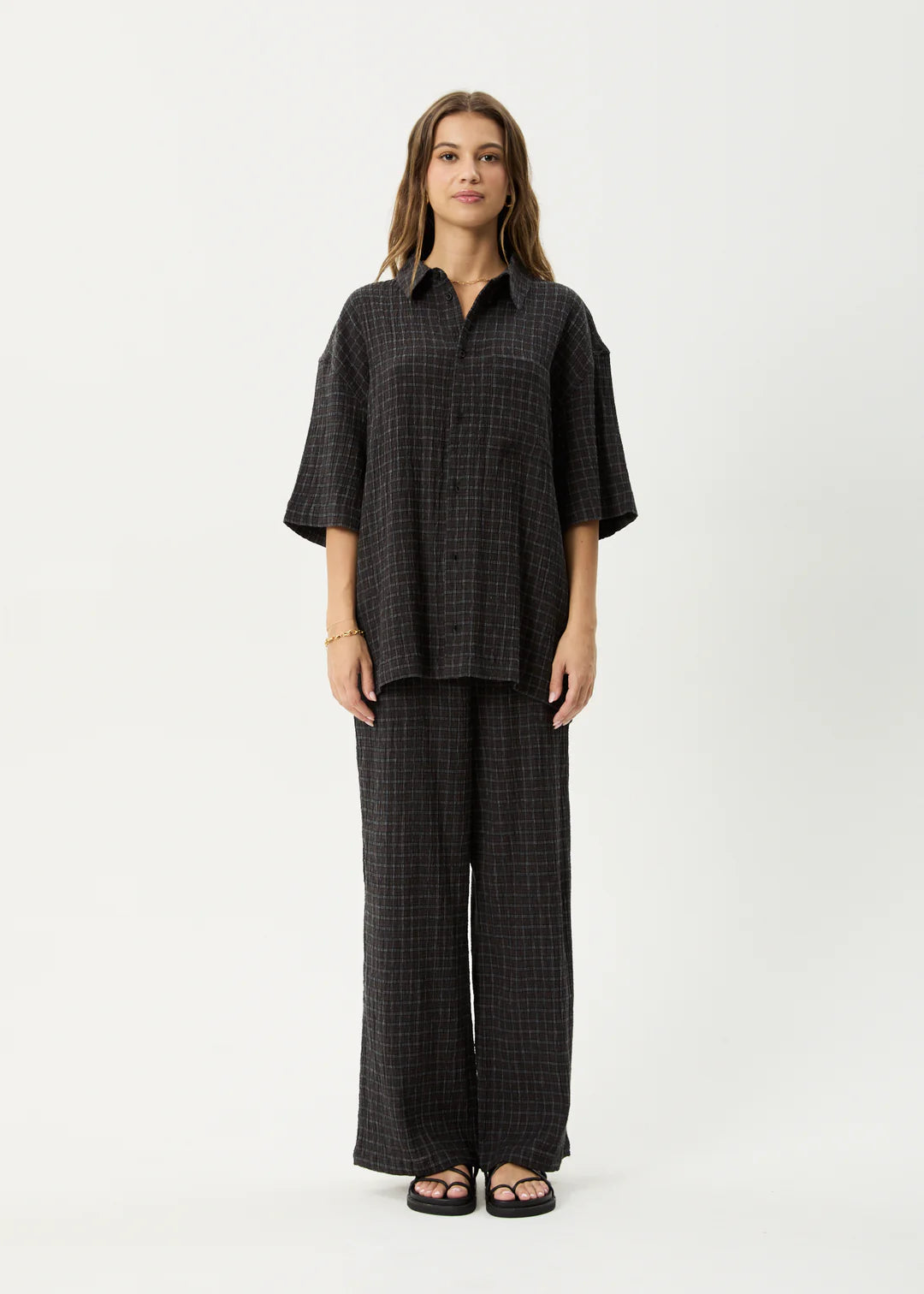 AFENDS // Dusk Seersucker Check Shirt BLACK CHECK