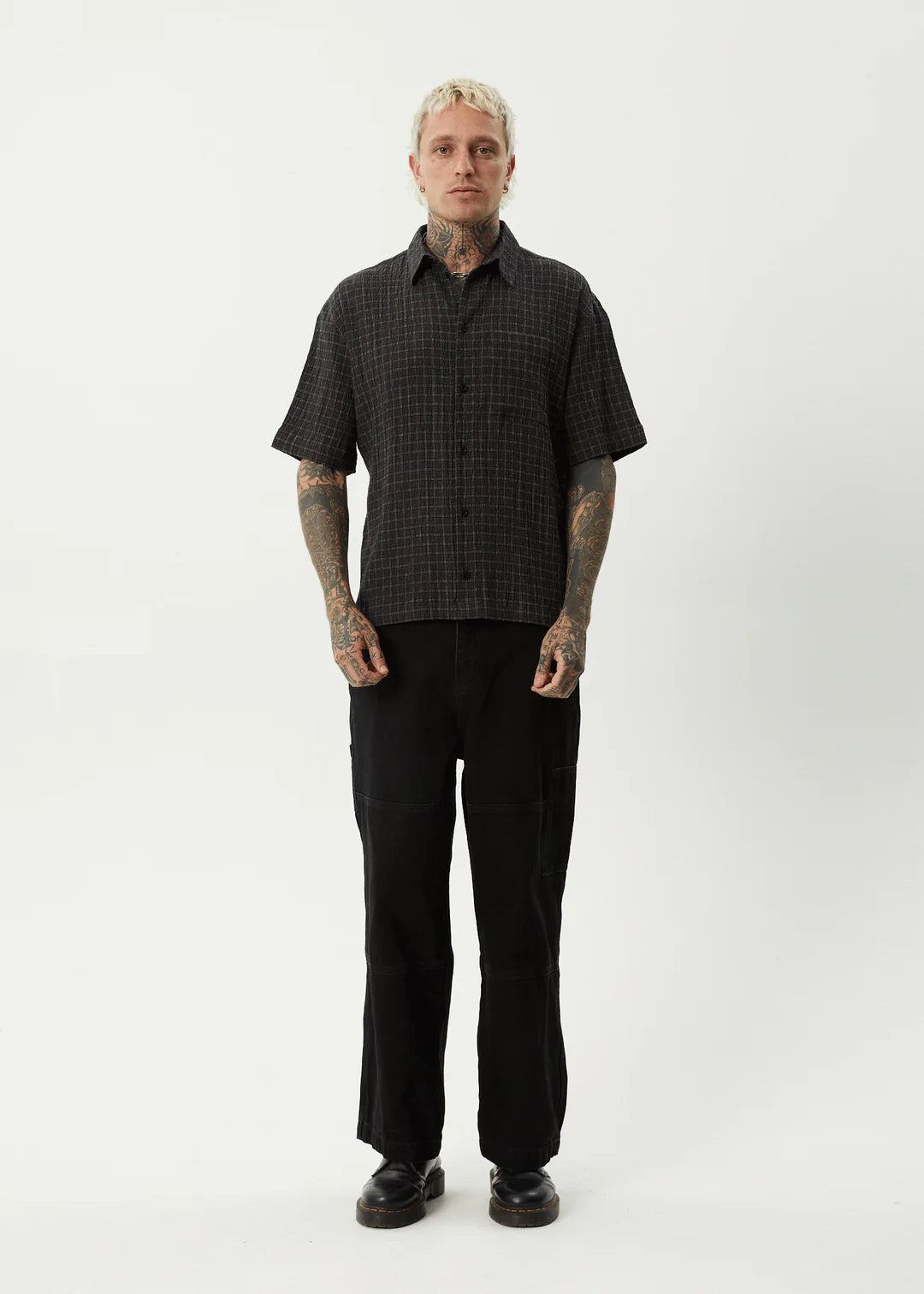 AFENDS // Dusk Seersucker Check Shirt BLACK CHECK