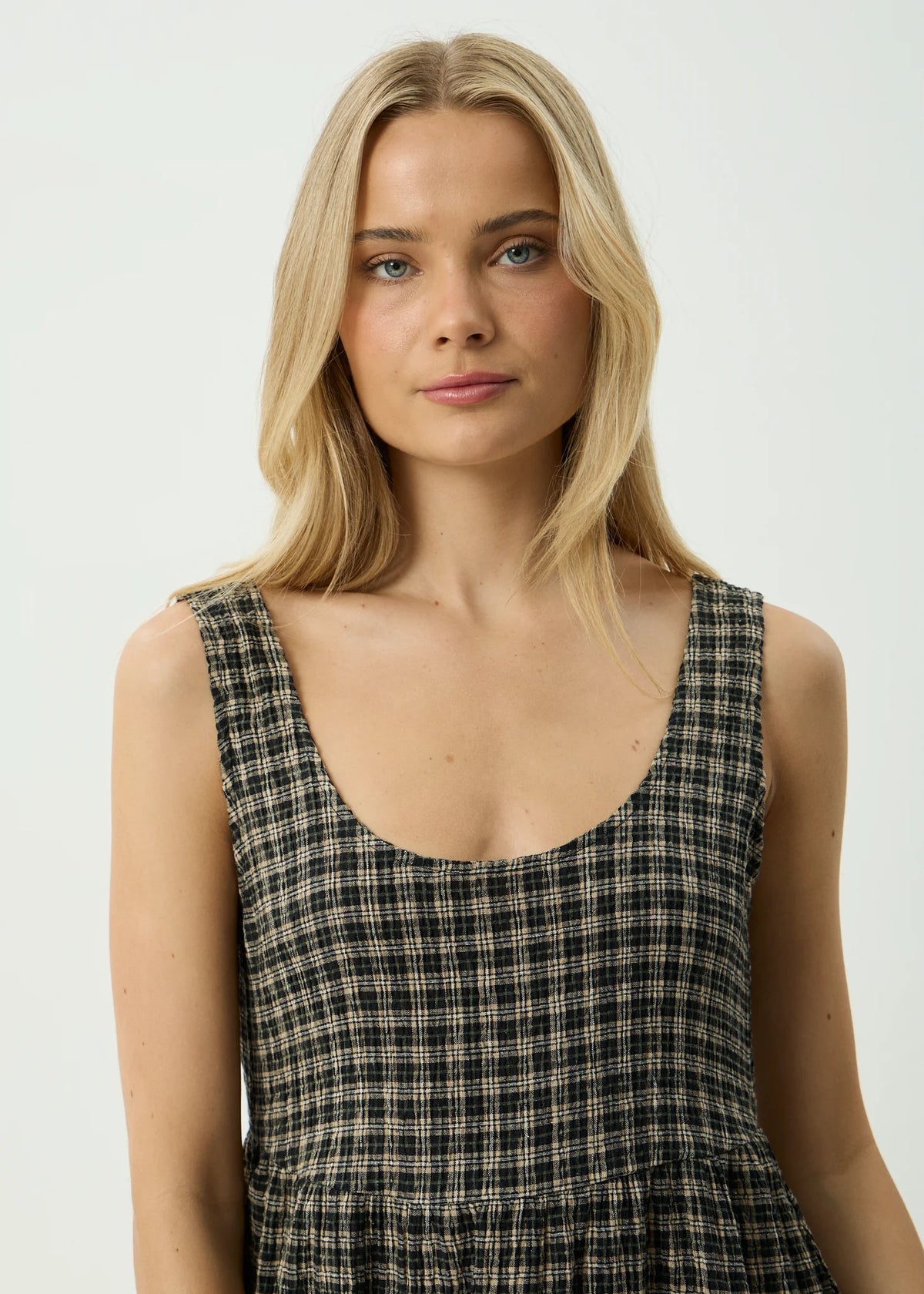 Jesse Seersucker Mini Dress TAN/OLIVE