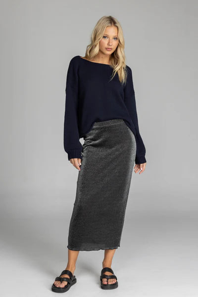 BLAK // Alina Skirt BLACK/SILVER LUREX