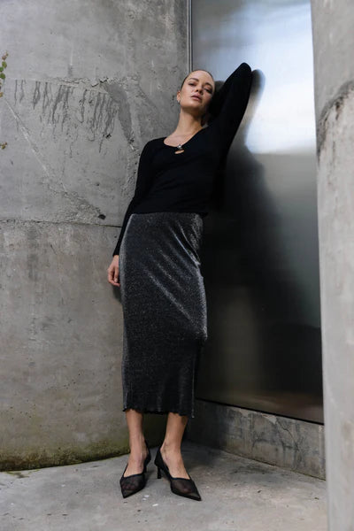 BLAK // Alina Skirt BLACK/SILVER LUREX