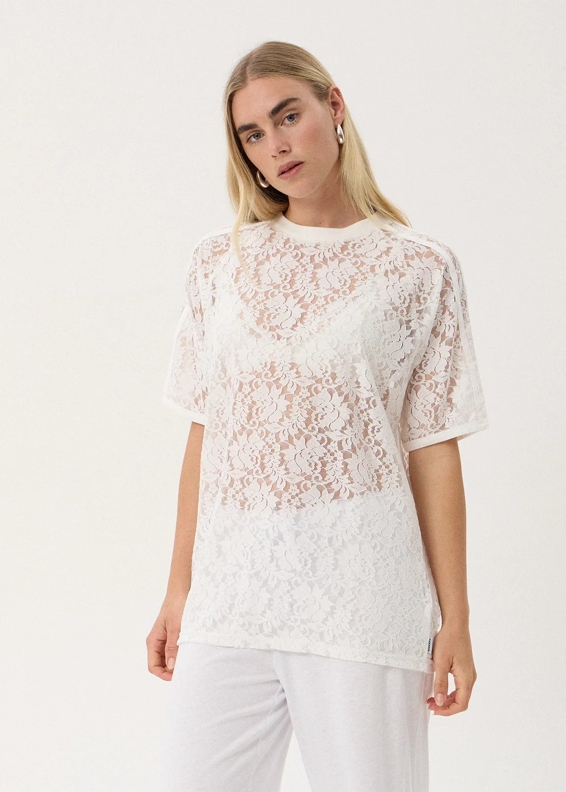 Angela Lace OS Raglan Tee WHITE