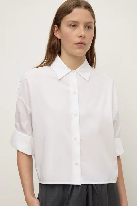 Aurora Cropped Poplin Shirt WHITE