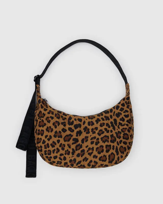 BAGGU // MEDIUM Nylon Crescent Bag LEOPARD