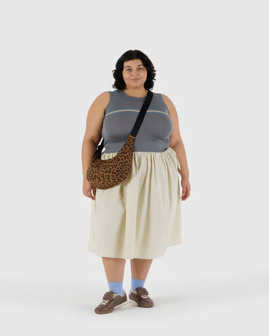 BAGGU // MEDIUM Nylon Crescent Bag LEOPARD