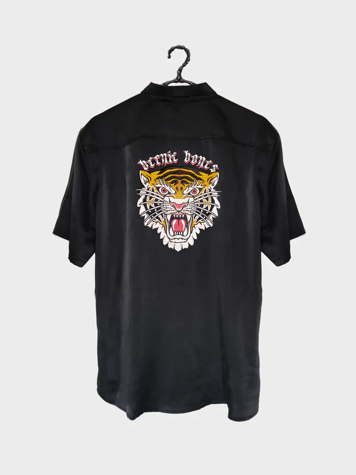 BILLY BONES // Bernie Bones Tiger Silk Shirt BLACK