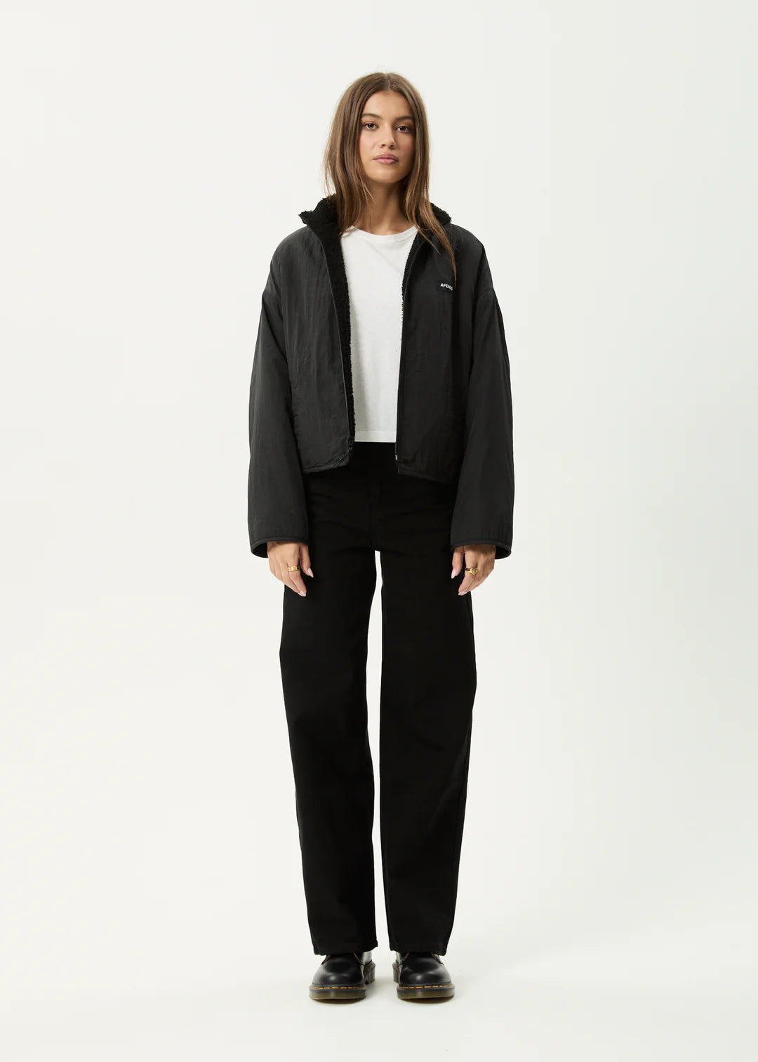 AFENDS // Berlin Reversible Fleece Jacket BLACK