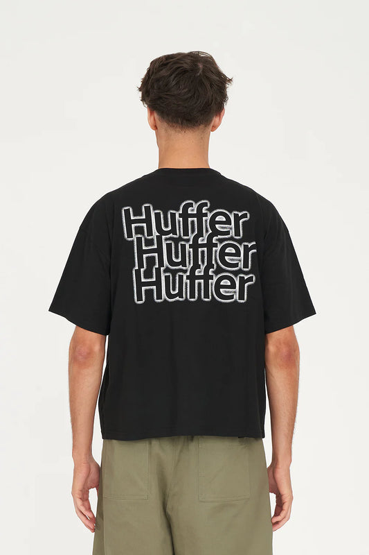 HUFFER // Block Crop Tee 220 DITHER BLACK