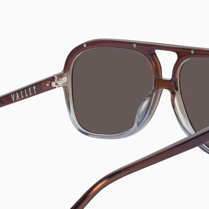 VALLEY // Bang Bang TRANSPARENT CHOC FADE TO CRYSTAL w. GOLD METAL/BROWN LENS