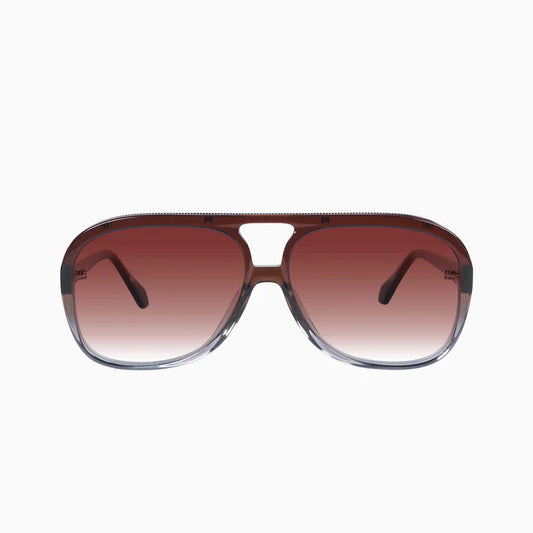 VALLEY // Bang Bang TRANSPARENT CHOC FADE TO CRYSTAL w. GOLD METAL/DARK ORANGE GRADIENT LENS