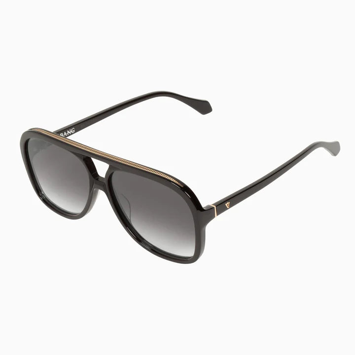 VALLEY // Bang GLOSS BLACK w. GOLD METAL TRIM / BLACK GRADIENT LENS