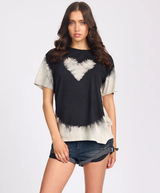ONE TEASPOON // Beaming Heart Boyfriend Tee WHITE BLACK
