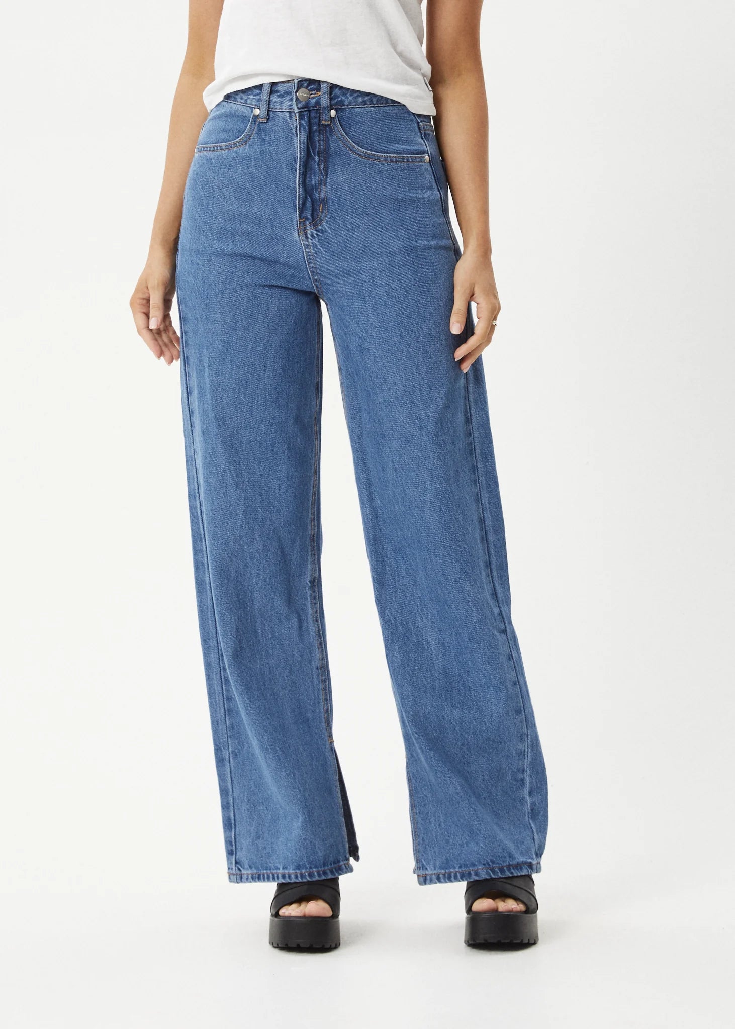 AFENDS // Bella Wide Leg Baggy Jean WORN BLUE