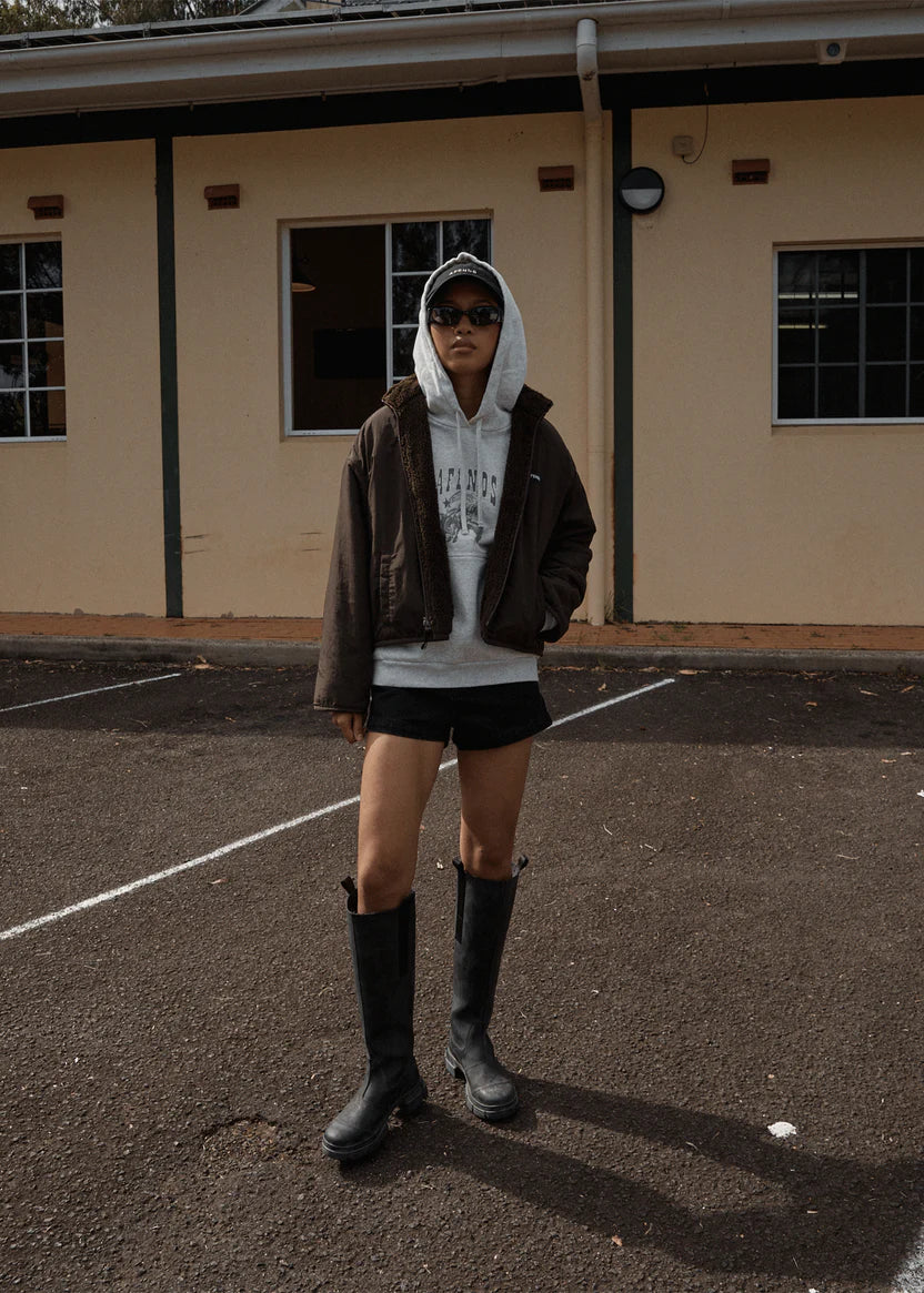 AFENDS // Berlin Reversible Fleece Jacket COFFEE