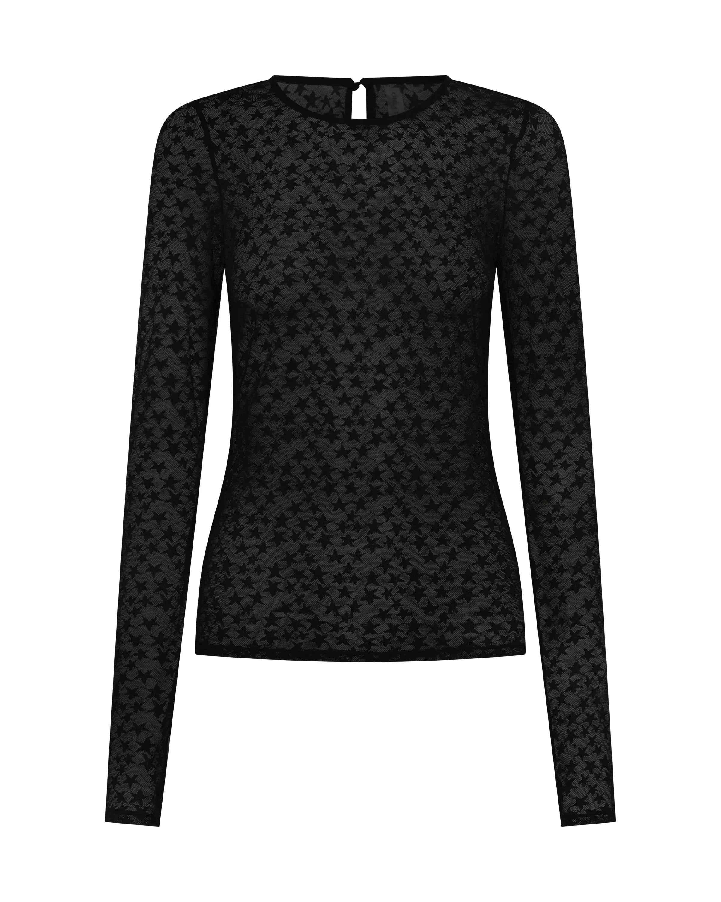 Black Magic Star Mesh LS Top BLACK