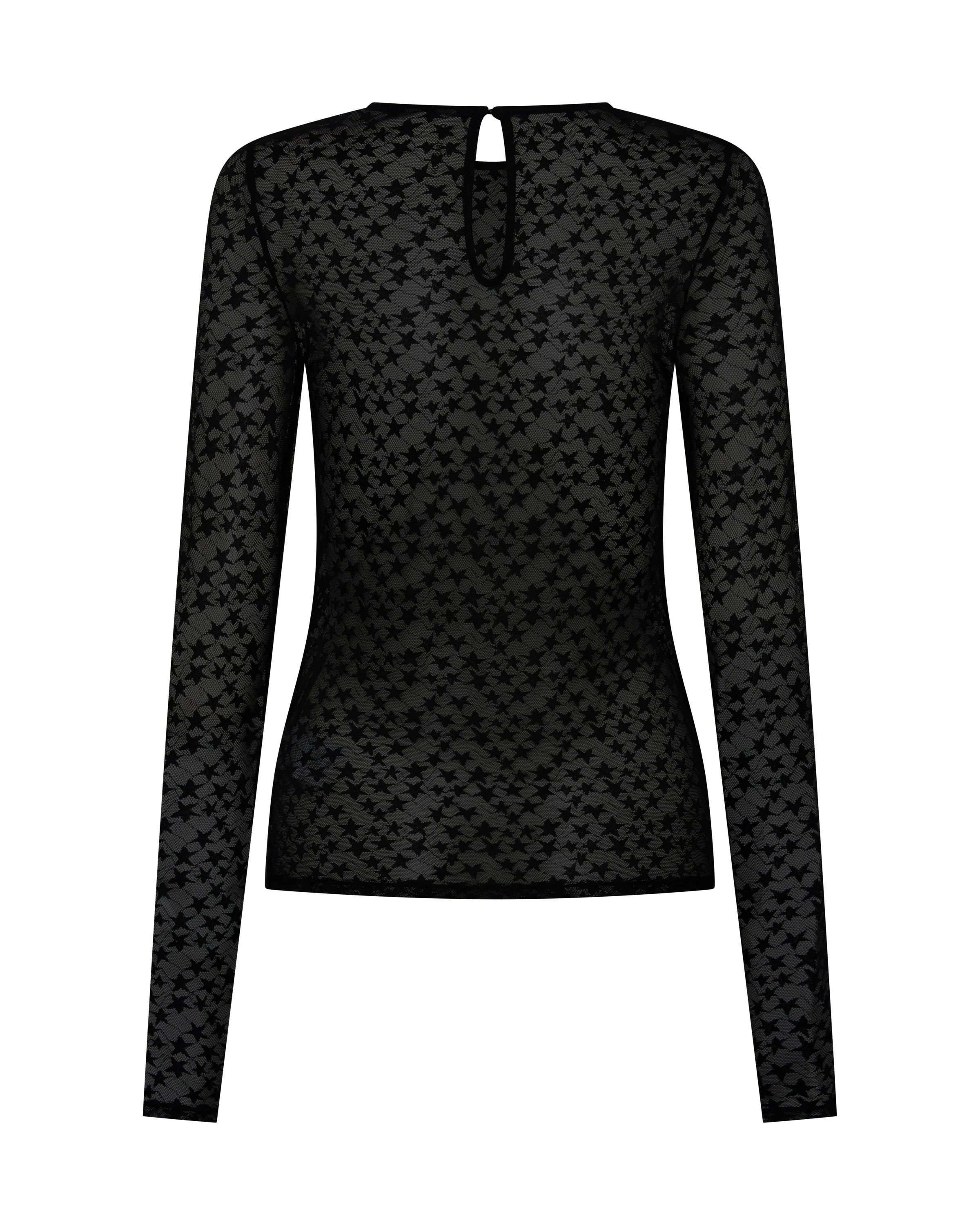 Black Magic Star Mesh LS Top BLACK